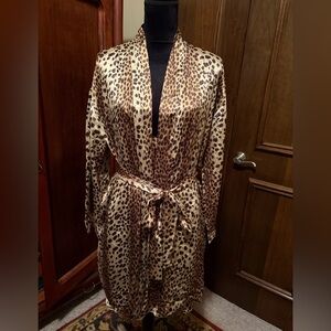 Victoria's Secret Leopard Satin Tie-Waist Robe and gown  set in Tan and Brown.